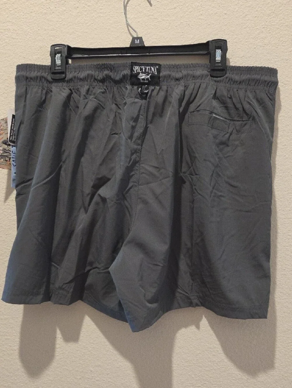 Men's Charcoal Swim Trunks with Drawstring Waist